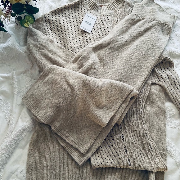 Free people Harper knit set NWT medium sold out everywhere soft versatile beige - Picture 9 of 12